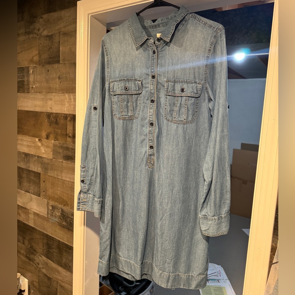 J Crew Long Sleeve Jean Shirt Dress